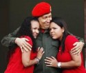 Hugo Chavez with daughters Rosa and Maria